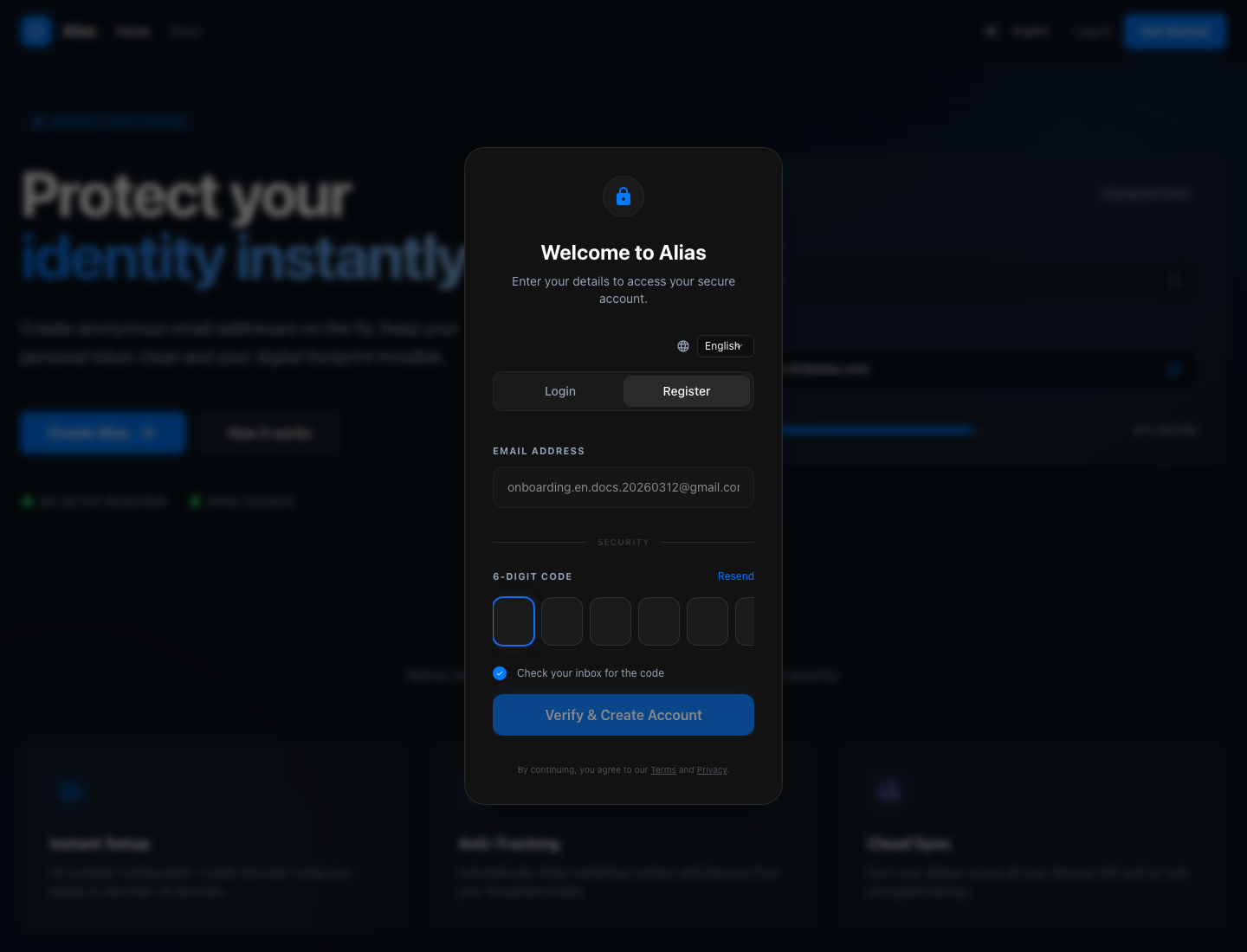 Registration verification step